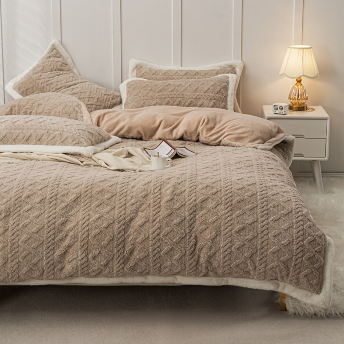 91家纺网 家纺一手货源 找家纺 潮邦2025【含买家秀】塔芙绒牛奶绒轻奢保暖四件套 塔芙浅咖