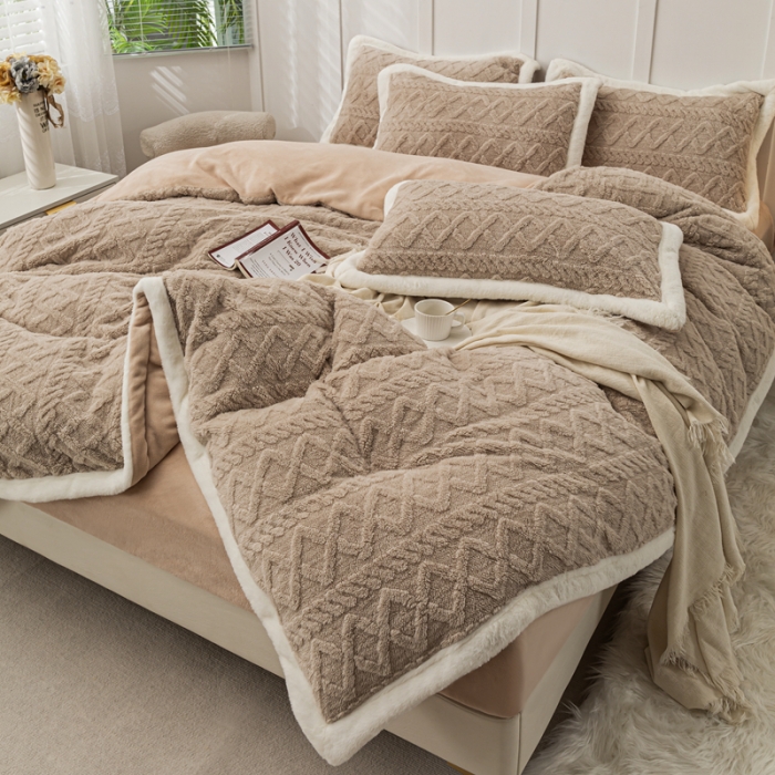 91家纺网 家纺一手货源 找家纺 潮邦2025【含买家秀】塔芙绒牛奶绒轻奢保暖四件套 塔芙浅咖