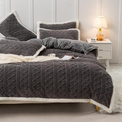 潮邦 【含买家秀】塔芙绒牛奶绒轻奢保暖四件套 塔芙深灰