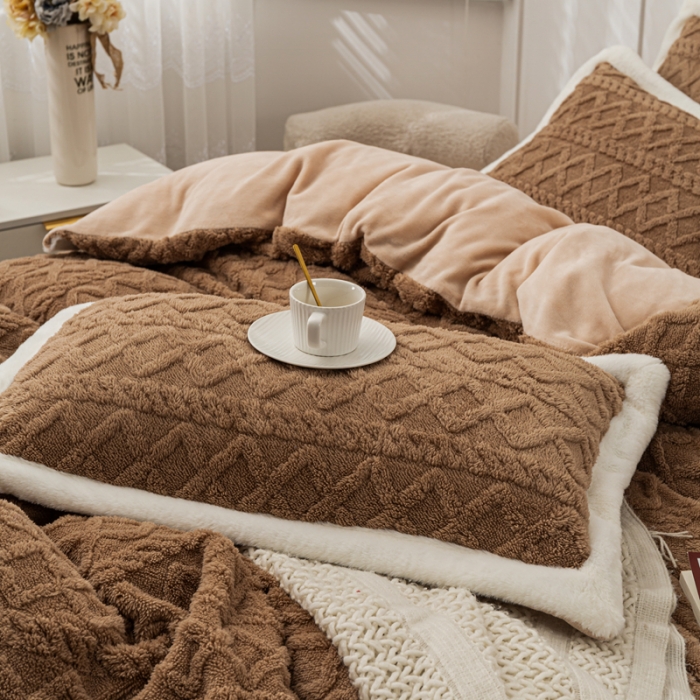 91家纺网 家纺一手货源 找家纺 潮邦2025【含买家秀】塔芙绒牛奶绒轻奢保暖四件套 塔芙深咖