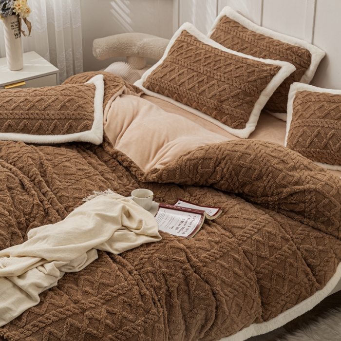 91家纺网 家纺一手货源 找家纺 潮邦2025【含买家秀】塔芙绒牛奶绒轻奢保暖四件套 塔芙深咖