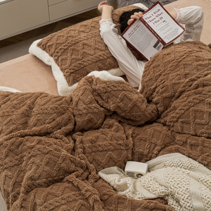 91家纺网 家纺一手货源 找家纺 潮邦2025【含买家秀】塔芙绒牛奶绒轻奢保暖四件套 塔芙深咖