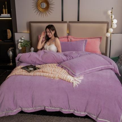 91家纺网 家纺一手货源 找家纺 【91特价】乐嘉盈 公主绒提花纯色牛奶绒四件套