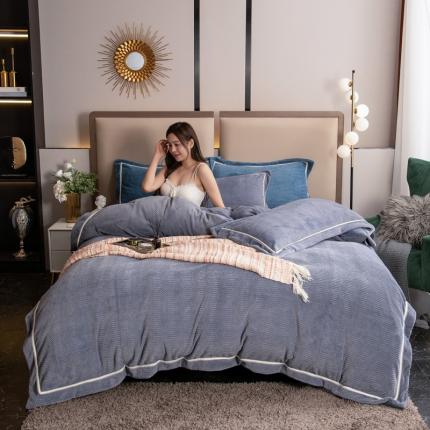 91家纺网 家纺一手货源 找家纺 【91特价】乐嘉盈 公主绒提花纯色牛奶绒四件套