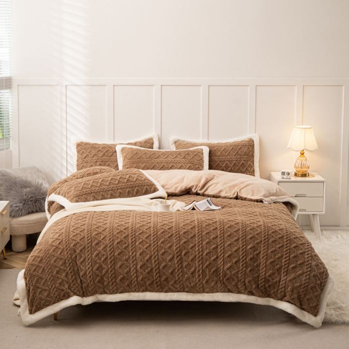 91家纺网 家纺一手货源 找家纺 潮邦2025【含买家秀】塔芙绒牛奶绒轻奢保暖四件套 塔芙深咖