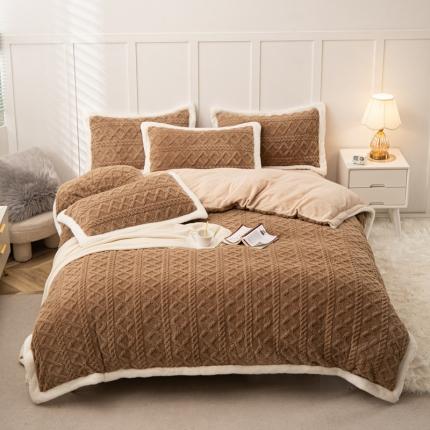 潮邦2025【含买家秀】塔芙绒牛奶绒轻奢保暖四件套 塔芙深咖