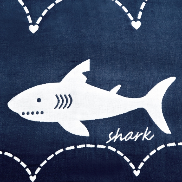 91家纺网 家纺一手货源 找家纺 朴尔 2022新款全棉四层纱布大版花独版枕巾（一对） 鲸鱼-藏青（50*80）