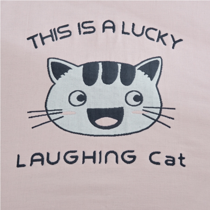 91家纺网 家纺一手货源 找家纺 朴尔 2022新款全棉四层纱布大版花独版枕巾（一对） 微笑猫咪（50*80）