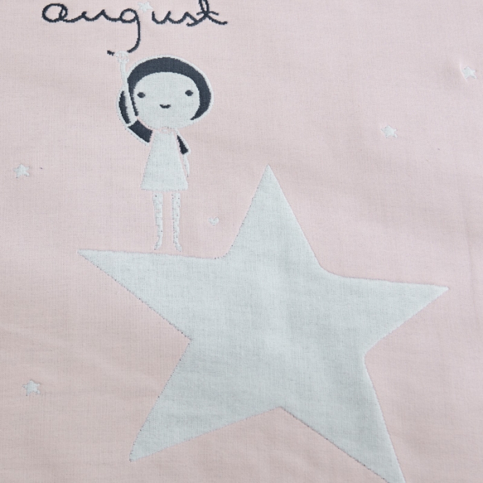 91家纺网 家纺一手货源 找家纺 朴尔 2022新款全棉四层纱布大版花独版枕巾（一对） 摘星星的女孩（50*80）