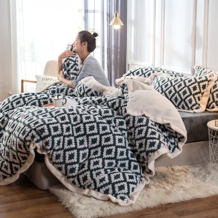 91家纺网 家纺一手货源 找家纺 （总）印季 2024新款提花立体舒棉绒四件套