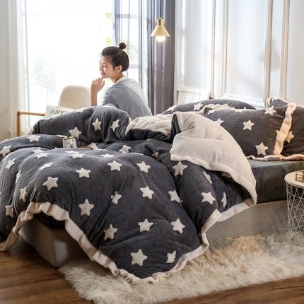 91家纺网 家纺一手货源 找家纺 （总）印季 2024新款提花立体舒棉绒四件套