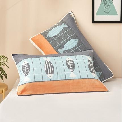 91家纺网 家纺一手货源 找家纺 （总）朴尔 2022新款全棉四层纱布休闲枕巾（一对）