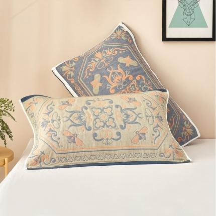 91家纺网 家纺一手货源 找家纺 朴尔 2022新款全棉四层纱布休闲枕巾（一对） 皇室贵族-浅驼（53*78）