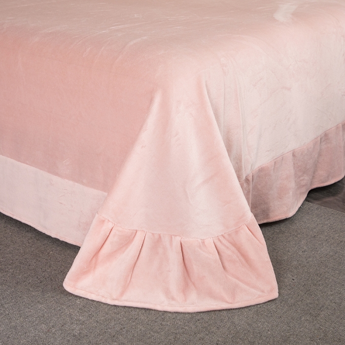 91家纺网 家纺一手货源 找家纺 斯卡诺直播爆款高克重纯色极简加厚牛奶绒四件套 山茶花-蜜桃粉