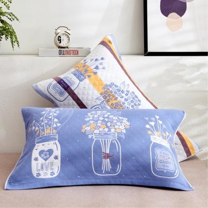 91家纺网 家纺一手货源 找家纺 朴尔 2022新款三层纱布枕巾（一对） 瓶中花-兰（52*78）