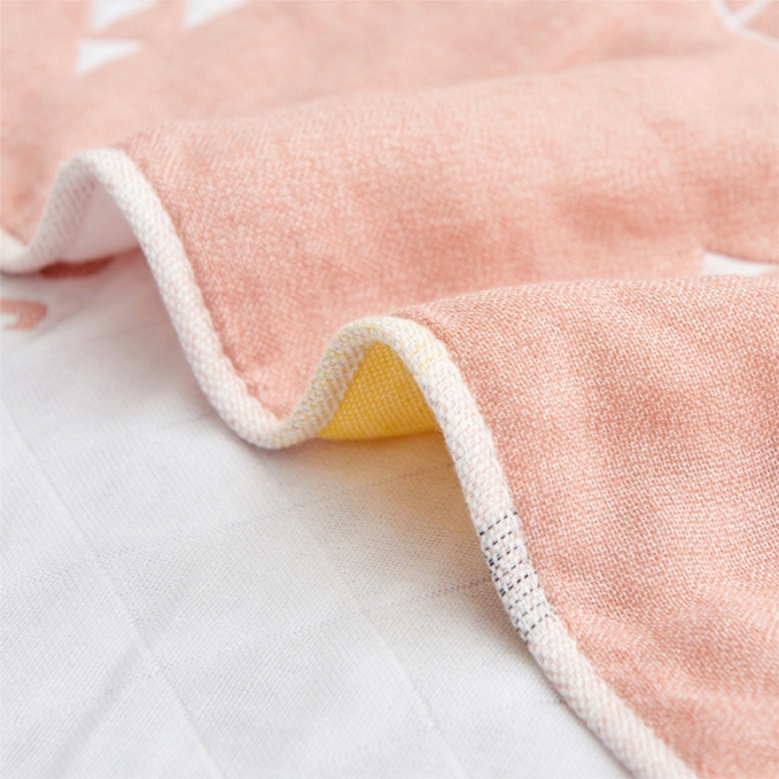 91家纺网 家纺一手货源 找家纺 朴尔 2022新款三层纱布枕巾（一对） 灯下萌宠-粉（52*78）