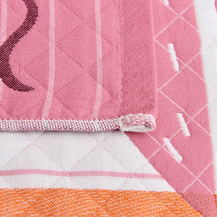 91家纺网 家纺一手货源 找家纺 朴尔 2022新款三层纱布枕巾（一对） 航行-粉（52*78）