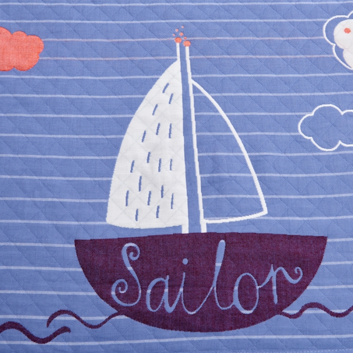 91家纺网 家纺一手货源 找家纺 朴尔 2022新款三层纱布枕巾（一对） 航行-兰（52*78）