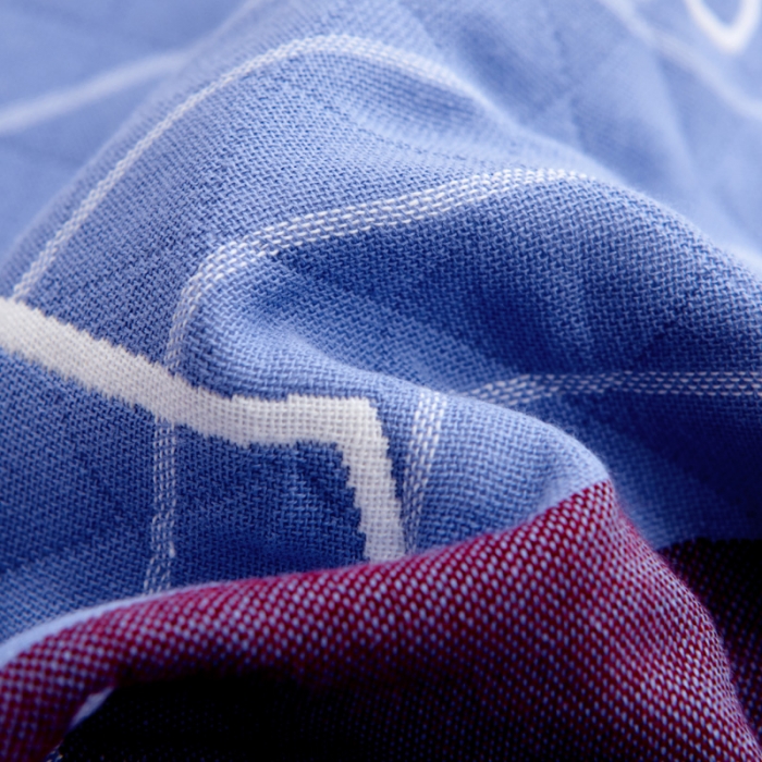 91家纺网 家纺一手货源 找家纺 朴尔 2022新款三层纱布枕巾（一对） 航行-兰（52*78）