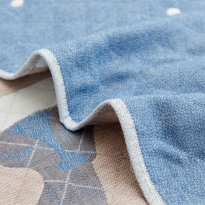 91家纺网 家纺一手货源 找家纺 朴尔 2022新款三层纱布枕巾（一对） 吉姆熊-兰（52*78）