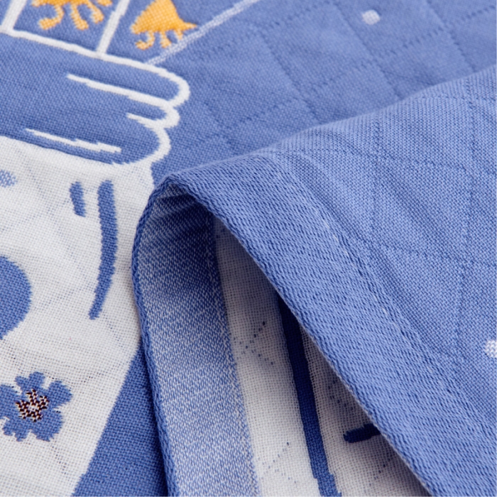 91家纺网 家纺一手货源 找家纺 朴尔 2022新款三层纱布枕巾（一对） 瓶中花-兰（52*78）