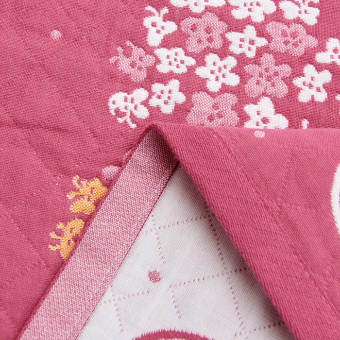 91家纺网 家纺一手货源 找家纺 朴尔 2022新款三层纱布枕巾（一对） 瓶中花-嫩粉（52*78）