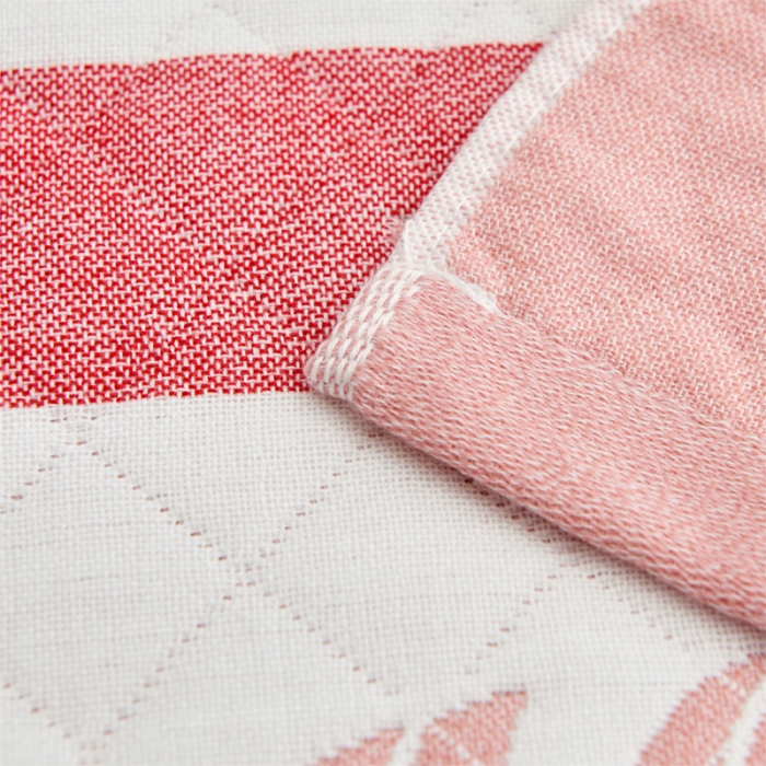 91家纺网 家纺一手货源 找家纺 朴尔 2022新款三层纱布枕巾（一对） 夏日芭蕉-粉（52*78）