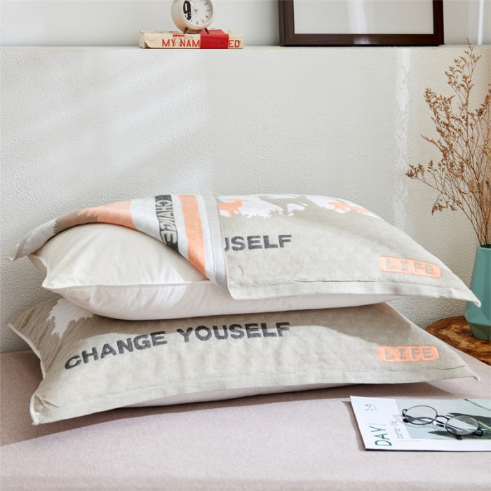 91家纺网 家纺一手货源 找家纺 朴尔 2022新款三层纱布枕巾（一对） 仙林小鹿-灰（52*78）