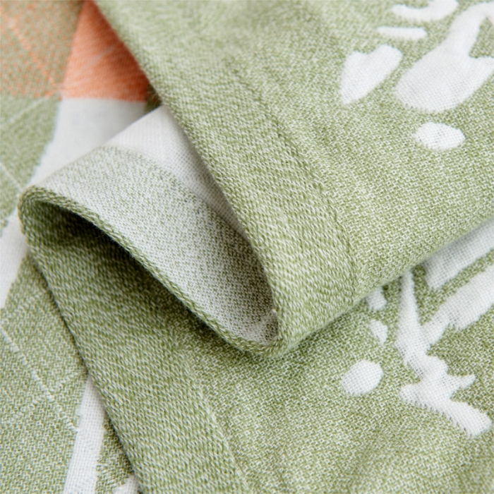 91家纺网 家纺一手货源 找家纺 朴尔 2022新款三层纱布枕巾（一对） 仙林小鹿-绿（52*78）