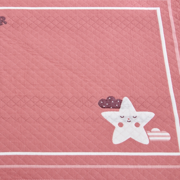 91家纺网 家纺一手货源 找家纺 朴尔 2022新款三层纱布枕巾（一对） 小星星-粉（52*78）