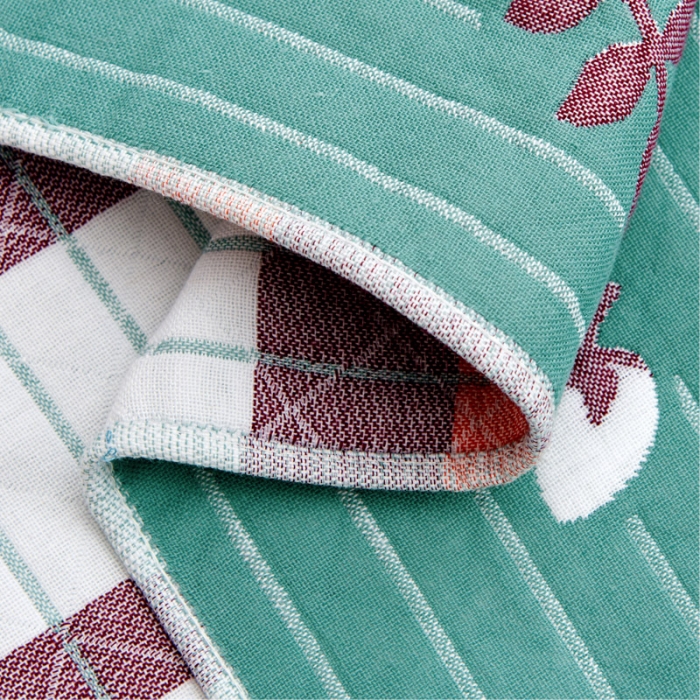 91家纺网 家纺一手货源 找家纺 朴尔 2022新款三层纱布枕巾（一对） 小野菊-绿（52*78）