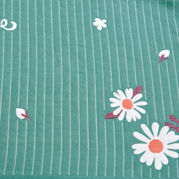 91家纺网 家纺一手货源 找家纺 朴尔 2022新款三层纱布枕巾（一对） 小野菊-绿（52*78）