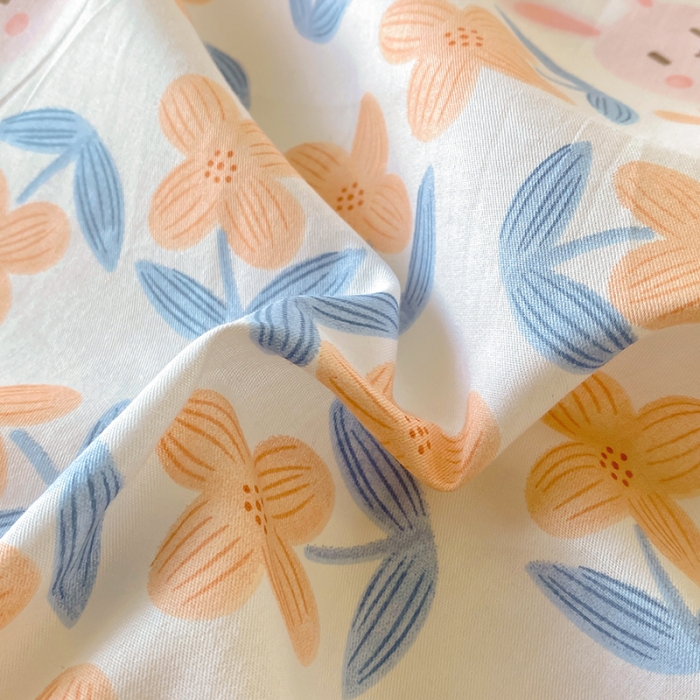 91家纺网 家纺一手货源 找家纺 百寐 a13372全棉印花b加厚牛奶绒床笠棉加绒四件套小花兔