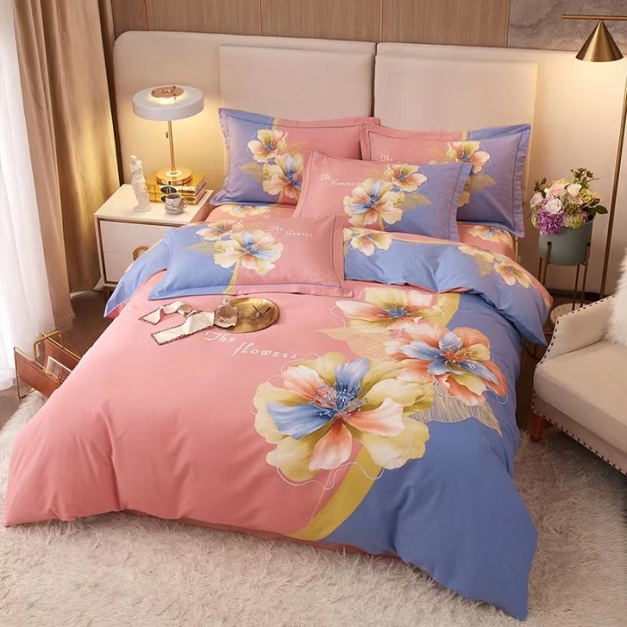 91家纺网 家纺一手货源 找家纺 金纱玉纺2022新款全棉生态大版磨毛四件套 贝瑶-粉