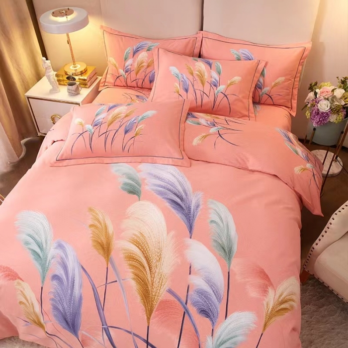 91家纺网 家纺一手货源 找家纺 金纱玉纺2022新款全棉生态大版磨毛四件套 芳菲年华-粉