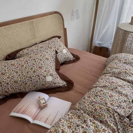 91家纺网 家纺一手货源 找家纺 （总）源启 2021新款复古花边双层纱全棉四件套纯棉