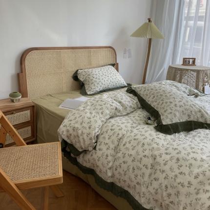 91家纺网 家纺一手货源 找家纺 （总）源启 2021新款复古花边双层纱全棉四件套纯棉