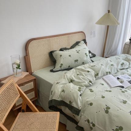 91家纺网 家纺一手货源 找家纺 源启 2021新款复古花边双层纱全棉四件套纯棉清晓