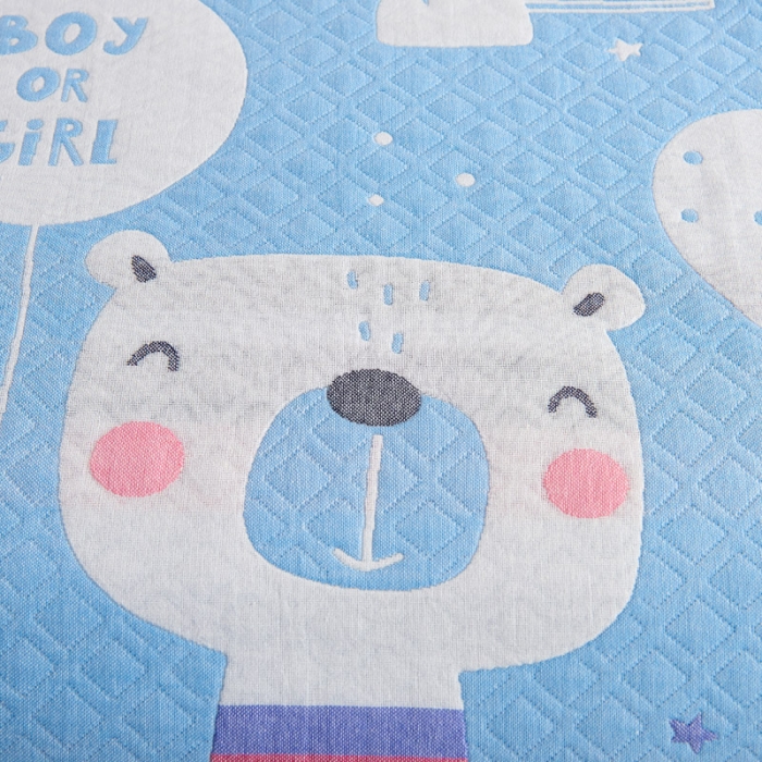 91家纺网 家纺一手货源 找家纺 朴尔 2022新款全棉加厚三层纱布枕巾 宝宝熊兰（52*78）