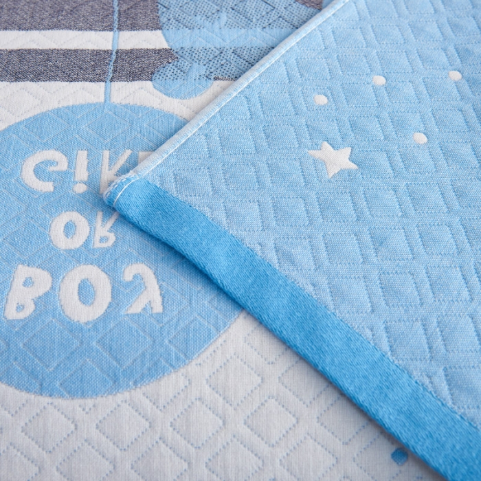 91家纺网 家纺一手货源 找家纺 朴尔 2022新款全棉加厚三层纱布枕巾 宝宝熊兰（52*78）