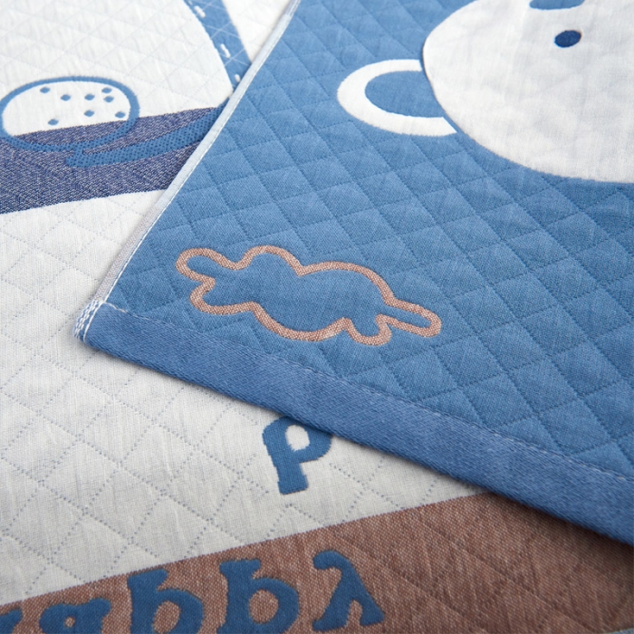 91家纺网 家纺一手货源 找家纺 朴尔 2022新款全棉加厚三层纱布枕巾 布偶熊兰（52*78）