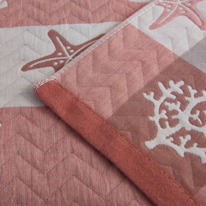 91家纺网 家纺一手货源 找家纺 朴尔 2022新款全棉加厚三层纱布枕巾 海洋粉（52*78）