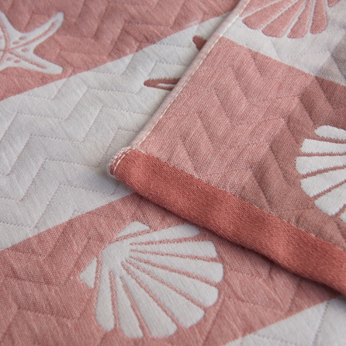 91家纺网 家纺一手货源 找家纺 朴尔 2022新款全棉加厚三层纱布枕巾 海洋粉（52*78）