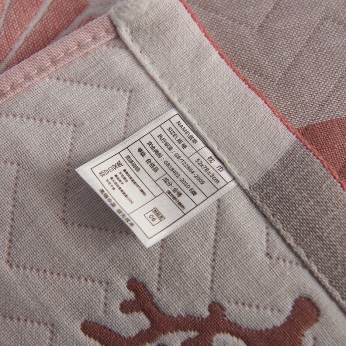 91家纺网 家纺一手货源 找家纺 朴尔 2022新款全棉加厚三层纱布枕巾 海洋粉（52*78）