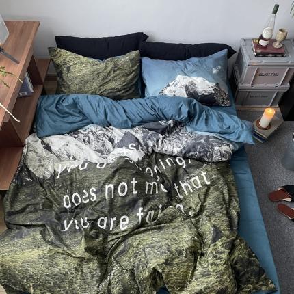 91家纺网 家纺一手货源 找家纺 （总）恋恋三季新款设计师原创全棉数码专版四件套-阿尔卑斯