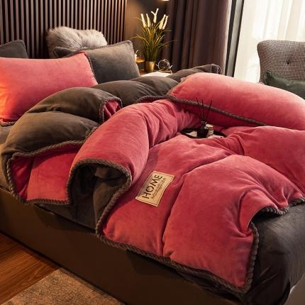 91家纺网 家纺一手货源 找家纺 闲鱼家纺 2025款高克重欧式包边牛奶绒单被套-深豆沙