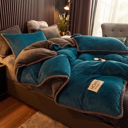闲鱼家纺 2025款高克重欧式包边牛奶绒单被套-湖光蓝