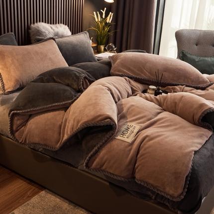 闲鱼家纺 2025款高克重欧式包边牛奶绒单被套-浅咖啡