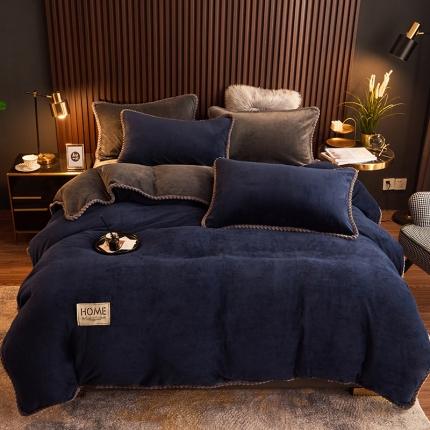 91家纺网 家纺一手货源 找家纺 闲鱼家纺 2025款高克重欧式包边牛奶绒单被套-深宝蓝