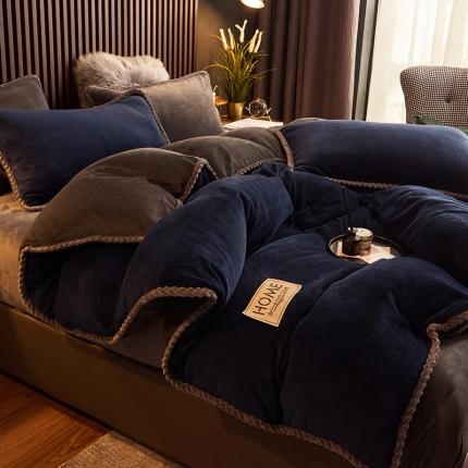 闲鱼家纺 2025款高克重欧式包边牛奶绒单被套-深宝蓝